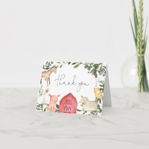 On The Farm Baby Shower Thank You Card