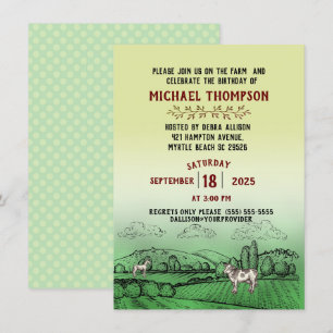 On The Farm  Birthday Party Invitation