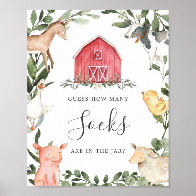 On The Farms Baby Shower Guess How Many Socks Poster (Front)