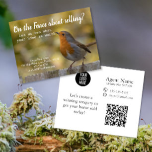 On the Fence Real estate Robin Postcard