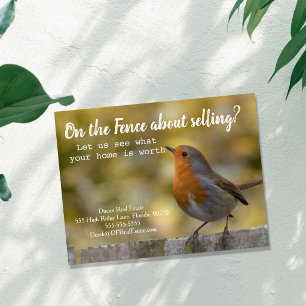 On the Fence Real estate Robin Postcard