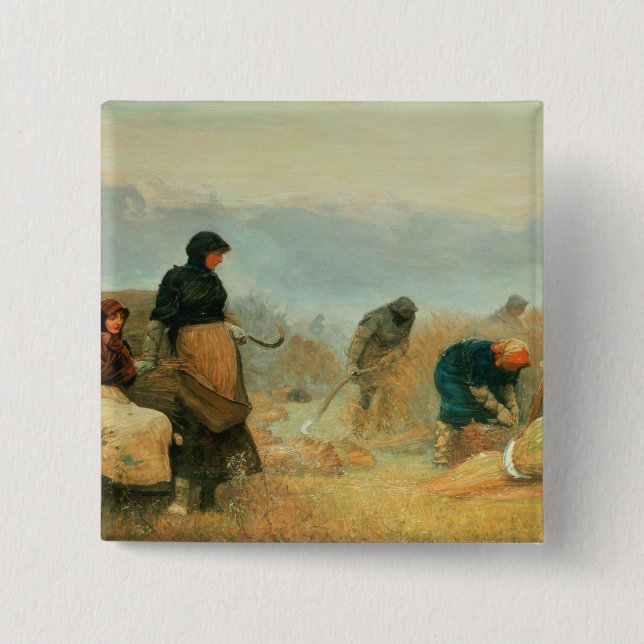 On the Fens, 1878 2 Inch Square Button (Front)