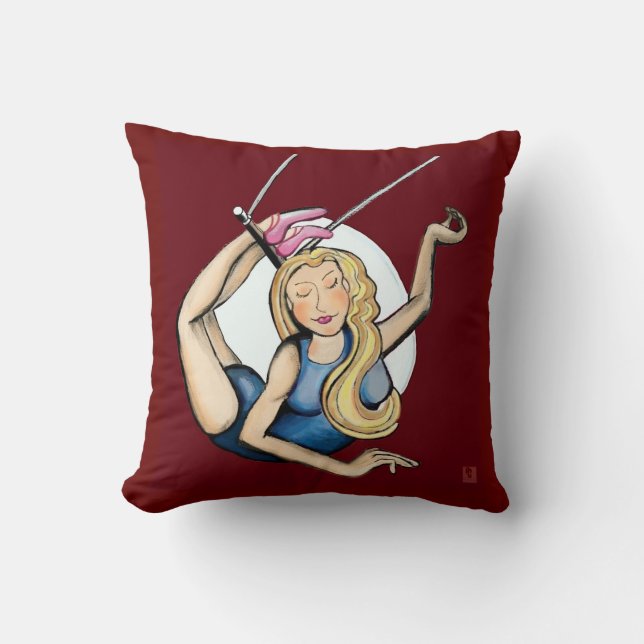 on the flying trapeze throw pillow (Front)