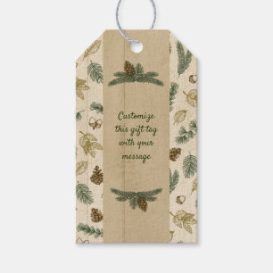 on the forest floor rustic pinecones evergreen gift tags