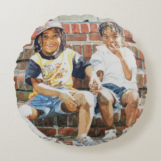On the Front Step 2002 Round Pillow (Front)