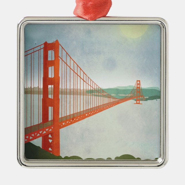 On The Golden Gate Bridge Metal Ornament (Front)