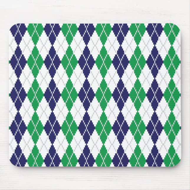 On the Green Argyle Mousepad (Front)