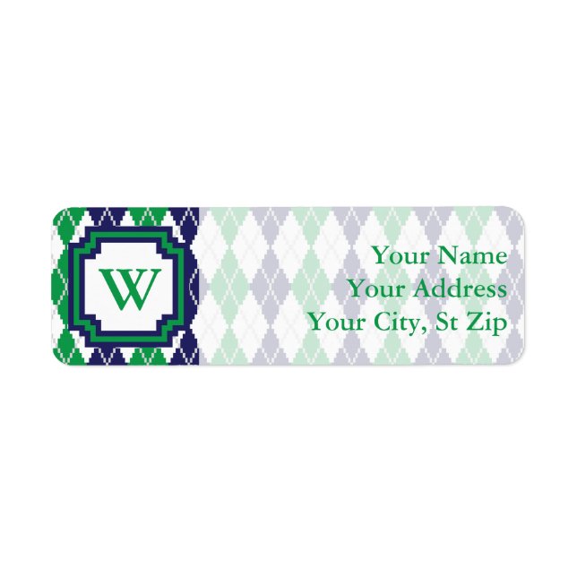 On the Green Argyle Return Address Label (Front)