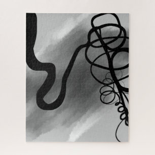 On the Grid: Abstract Black and Gray Jigsaw Puzzle