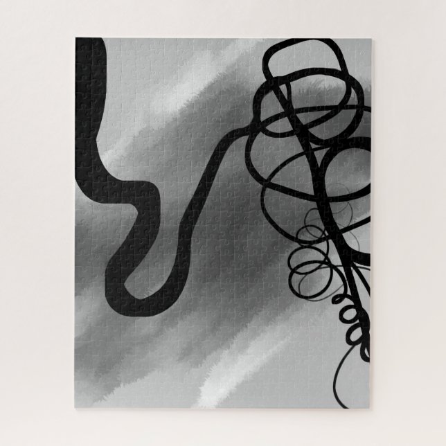 On the Grid: Abstract Black and Gray Jigsaw Puzzle (Vertical)