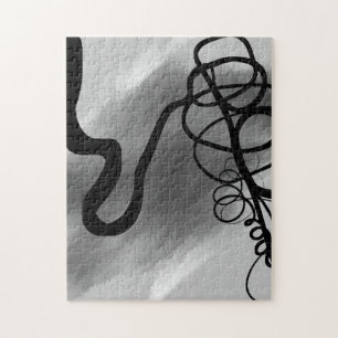 On the Grid: Abstract Black and Gray Jigsaw Puzzle