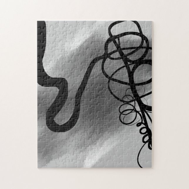 On the Grid: Abstract Black and Gray Jigsaw Puzzle (Vertical)