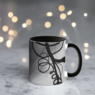 On the Grid: Abstract Gray, Black & White Mug