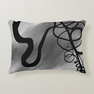 On the Grid: Abstract Grey, Black & White Accent Pillow