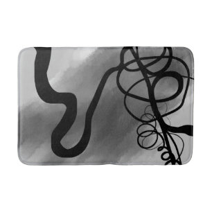 On the Grid: Abstract Grey, Black & White Bath Mat