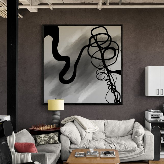 On the Grid: Abstract Grey, Black & White Canvas Print (Creator Uploaded)