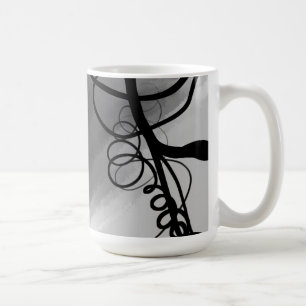 On the Grid: Abstract Grey, Black & White Coffee Mug