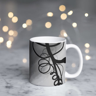 On the Grid: Abstract Grey, Black & White Coffee Mug