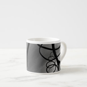 On the Grid: Abstract Grey, Black & White Espresso Cup