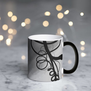 On the Grid: Abstract Grey, Black & White Magic Mug