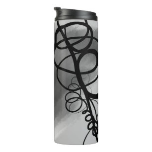 On the Grid: Abstract Grey, Black & White Thermal Tumbler