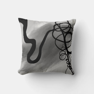 On the Grid: Abstract Grey, Black & White Throw Pillow