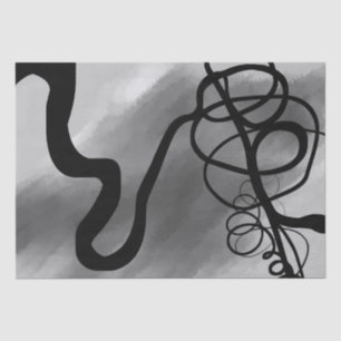 On the Grid: Abstract Grey, Black & White Tissue Paper