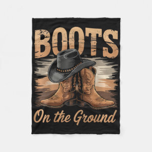On The Ground Cowgirl Line Dance Women  Fleece Blanket