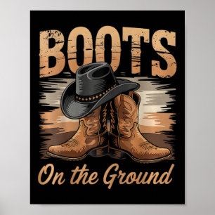 On The Ground Cowgirl Line Dance Women  Poster