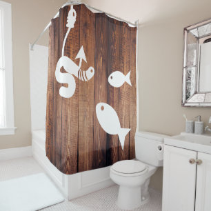 On the Hook Worm & Fish Rustic Wood