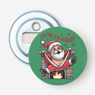 On the Job Hazard Santa on Fire Bottle Opener