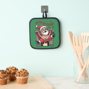 On the Job Hazard Santa on Fire Pot Holder