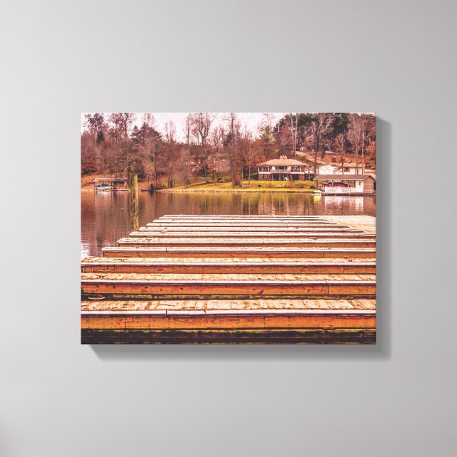 On The Lake Dock Perspective Canvas Print (Front)