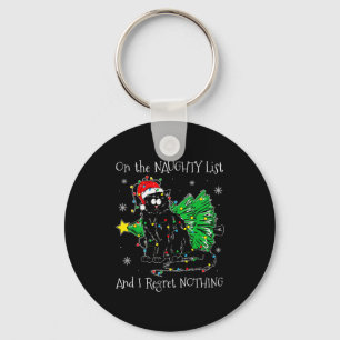 On The Naughty List And I Regret Nothing Cat Chris Keychain