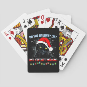 On The Naughty List And I Regret Nothing Cat Chris Playing Cards