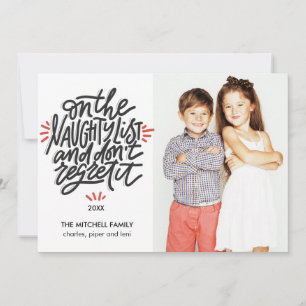 On the Naughty List Funny Holiday Photo Cards