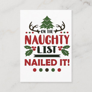 On The Naughty List Nailed It Funny Christmas Business Card