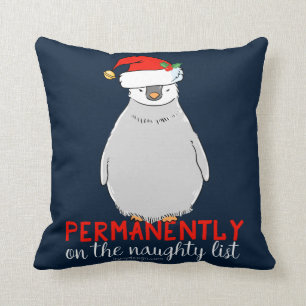 On The Naughty List Penguin Throw Pillow