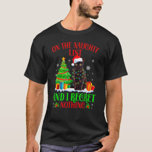 On The Naughty Xmas List And I Regret Nothing Cat T-Shirt