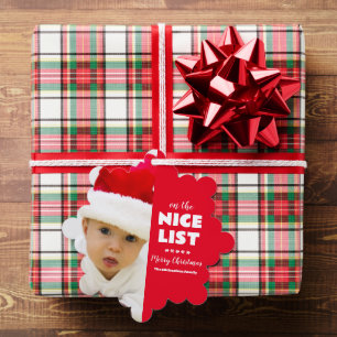 On The Nice List Christmas Photo Ornament Card