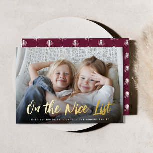 On the Nice List   Full Photo Foil Holiday Card