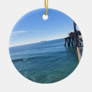 On the Pier, Huntington Beach, California Ceramic Ornament