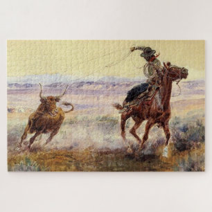 “On the Pond” by Charles M Russell Jigsaw Puzzle