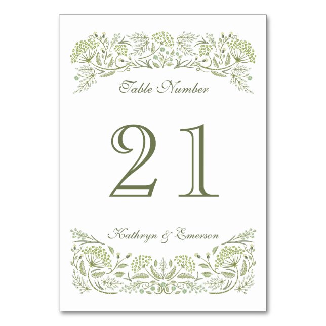 On the Prairie Wedding Table Card (Front)