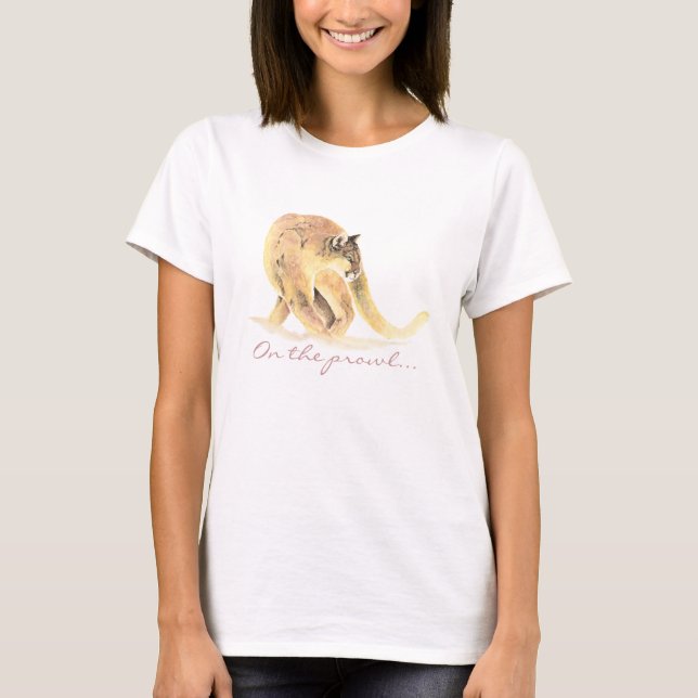 On the Prowl, Cougar Humour for Birthday T-Shirt (Front)