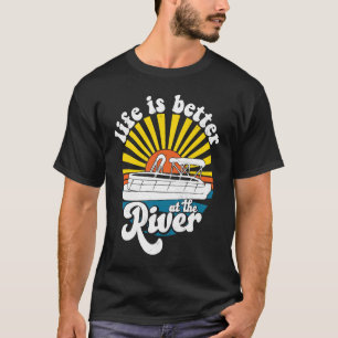 on the River Boating Pontoon Boat Men Captain T-Shirt