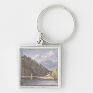 On the River Elbe, near Lowositz in Saxony, plate Keychain