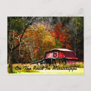 On The Road In Mississippi - Old Barn Postcard