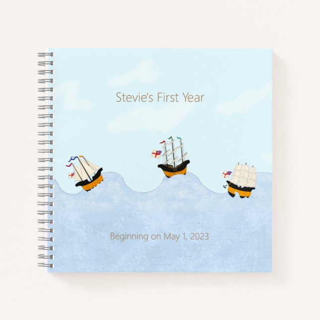 On the Rolling Sea Custom Kids & Baby Diary Notebook (Front)