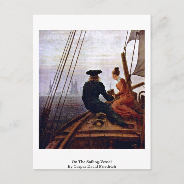 On The Sailing-Vessel By Caspar David Friedrich Postcard (Front)